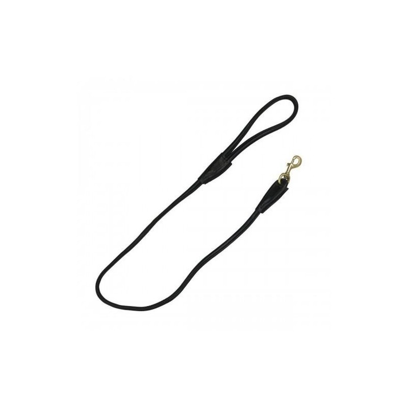 Benji & Flo Superior Roll-Leder-Hundeleine One Size schwarz/messing
