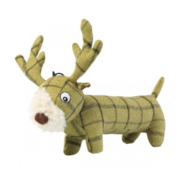 House Of Paws Plüsch-Tweed-Hirsch-Langkörper-Hundespielzeug One Size grün