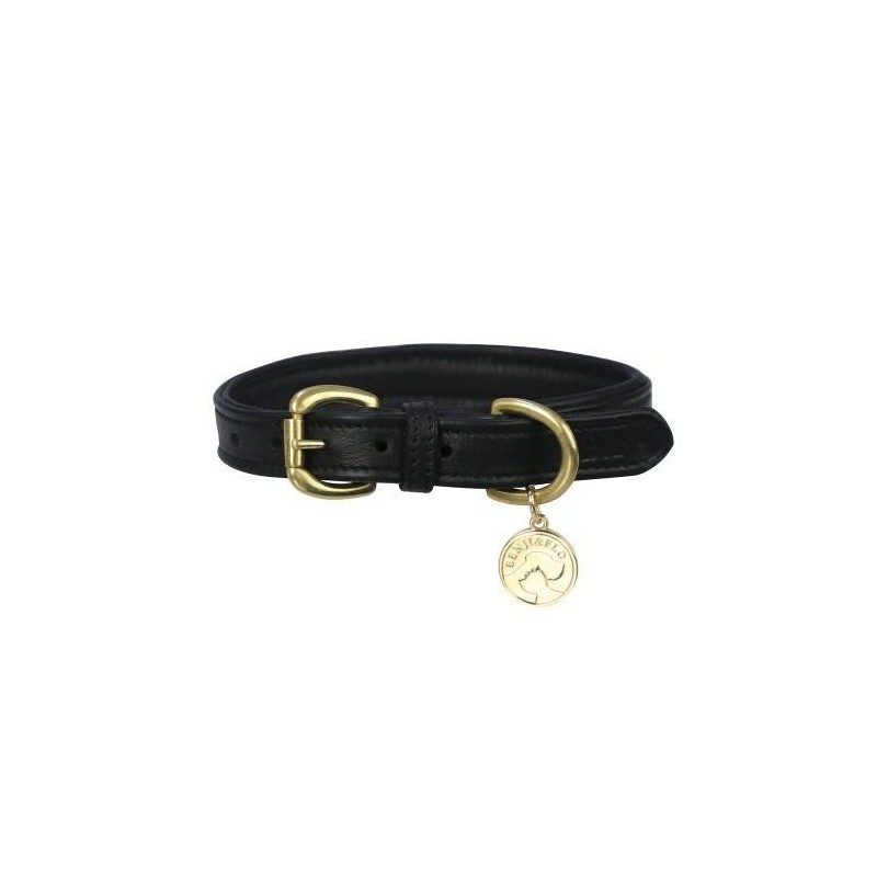 Benji & Flo Deluxe Ledergepolsterte Hundeleine One Size schwarz/messing