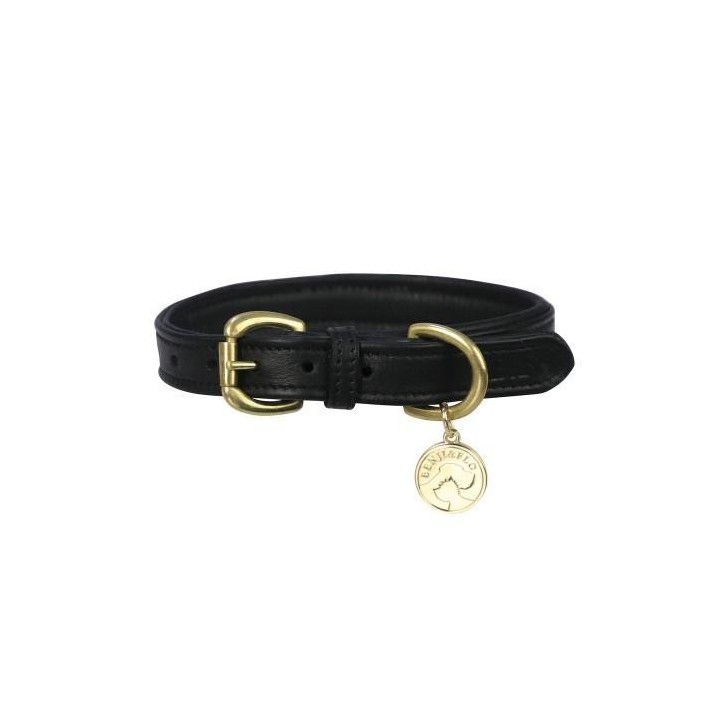 Benji & Flo Deluxe Ledergepolsterte Hundeleine One Size schwarz/messing