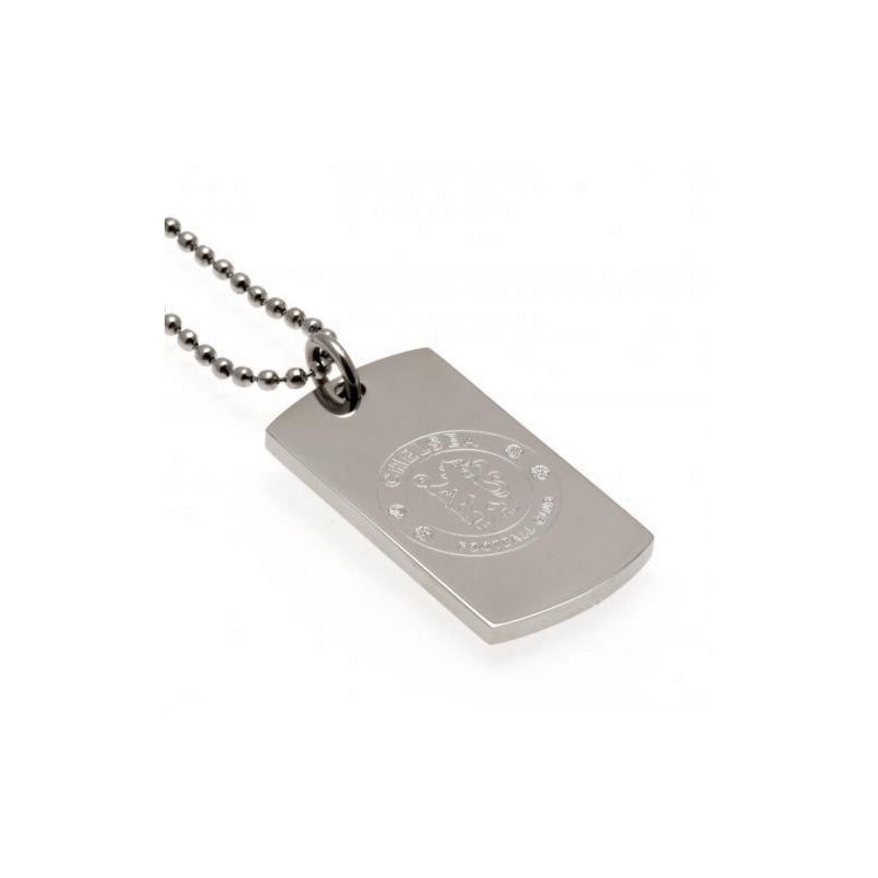 Chelsea FC Unisex Erwachsene gravierte Erkennungsmarke und Kette One Size silber