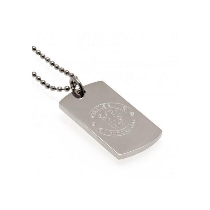 Chelsea FC Unisex Erwachsene gravierte Erkennungsmarke und Kette One Size silber