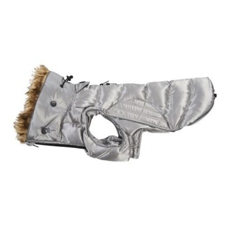 Kruuse Buster Gesteppter Active-Hundemantel mit Kunstpelzbesatz XX-Small grau