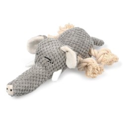 Plüschelefant mit Seil für Hunde grau