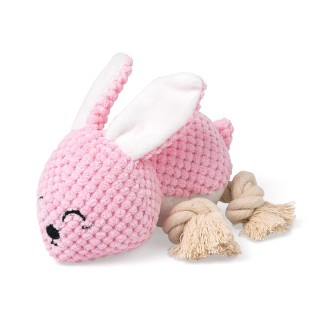 Plüschhase mit Quietscher für Hunde rosa