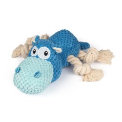 Plüsch-Nilpferd mit Quietscher für Hunde blau