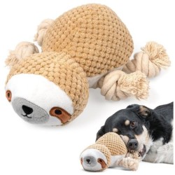 Plüschfaultier mit Quietscher für Hunde beige