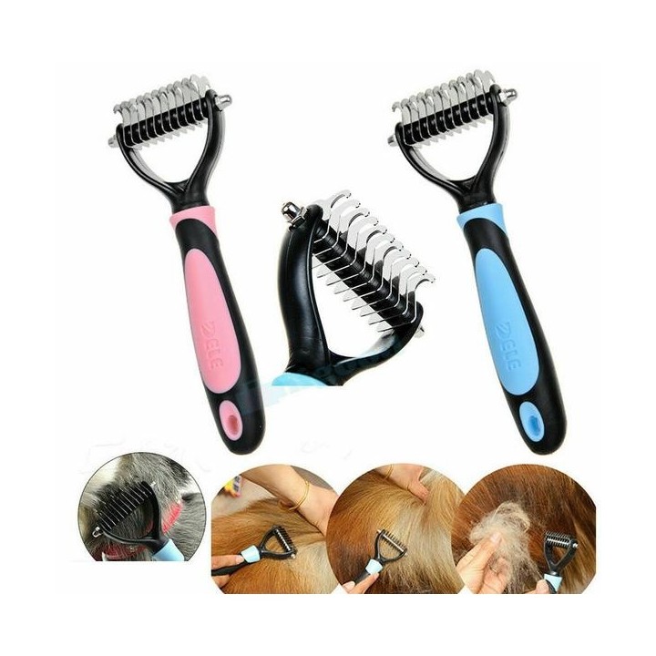 Neue professionelle Haustierpflege Unterwolle Rechen Kamm Dematting Werkzeug Hund Katze Pinsel 17*5.5CM rosa