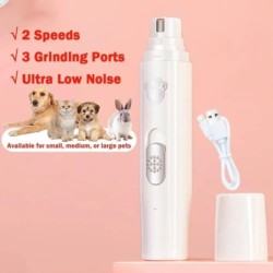 Hundenagelschleifer, 2-Gang, elektrisch, wiederaufladbar, Haustier-Nageltrimmer, Nagelpflege, Glättung für Hunde, Katzen, Hei