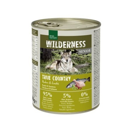 REAL NATURE WILDERNESS Nassfutter für Hunde Senior True Country, Huhn und Lachs 12x800 g