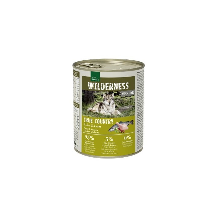 REAL NATURE WILDERNESS Nassfutter für Hunde Senior True Country, Huhn und Lachs 12x800 g