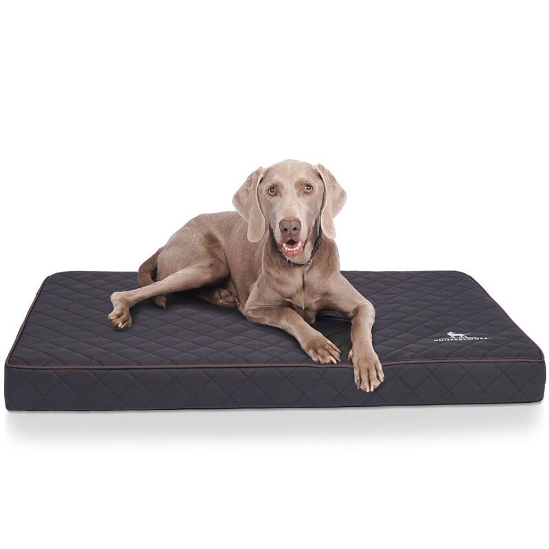 Knuffelwuff Orthopädische Hundematte Juna aus laser-gestepptem Kunstleder schwarz XXL
