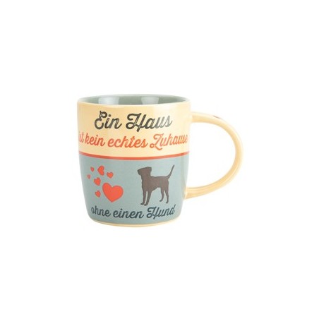 Kaffeebecher Nostalgic Art Home & Dog blau-beige, Höhe: ca. 9 cm, Durchmesser:  ca. 8,5 cm