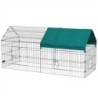 PawHut Freilaufgehege 220 x 85 x 103 cm für Kleintiere, mit Abdeckung und 4 Türen, ideales Meerschweinchen Gehege aus Stahl i