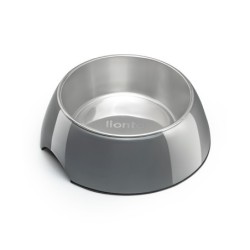 Lionto Futternapf aus Melamin, 210ml, rutschfest, für Hunde & Katzen, grau