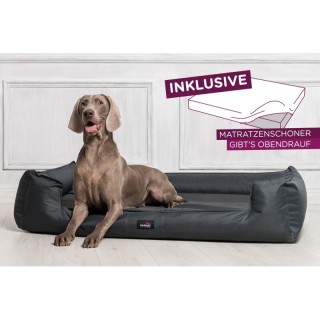 Tierlando ® GOOFY - Orthopädisches Hundebett aus Polyester inkl. Matratzenschoner schwarz/ graphit 1,85 m, 25 cm, 1,15 m