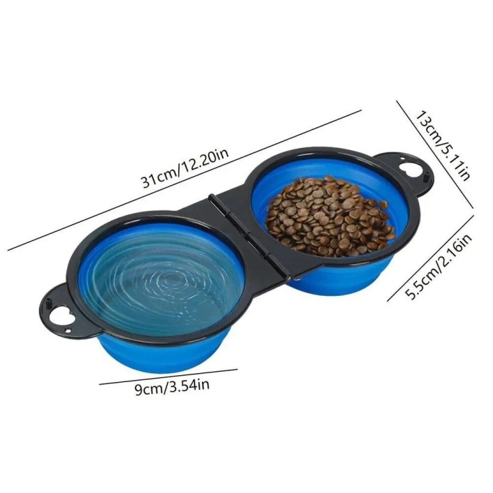 Faltbarer tragbarer Doppelnapf für Hunde 2 in 1 Futternapf für Haustiere Trinknäpfe für Hunde für Reisen im Freien Katzen- un