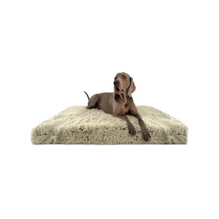 Tierlando ® Orthopädische Hundematratze PITT Shaggy ORTHO PLUS beige 80 cm, 13 cm, 60 cm