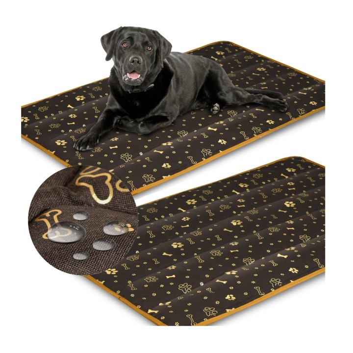 Hundebett MATTE 100x70 cm Wasserdicht, 3 MUSTER 2 GRÖSSEN 100x70, 120x80 L gold