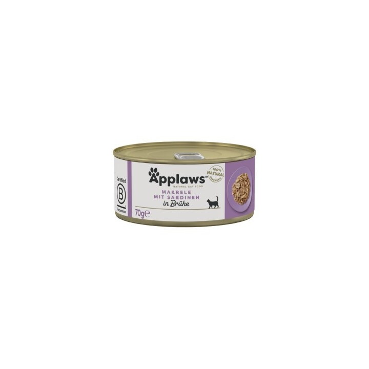 Applaws Nassfutter Katze Adult in Brühe Makrele mit Sardine 96x70 g