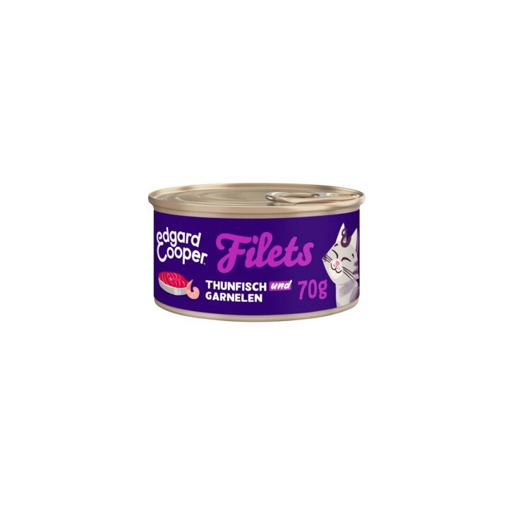 Edgard & Cooper Nassfutter Katze Adult Filets Thunfisch und Garnelen 96x70 g