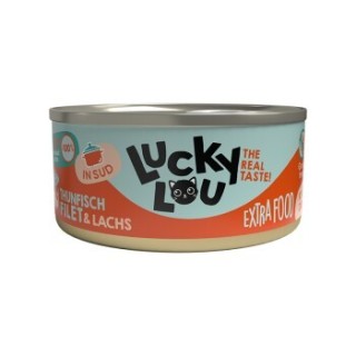Lucky Lou Nassfutter Katze Extra Food Adult in Brühe Thunfisch und Lachs 36x70 g