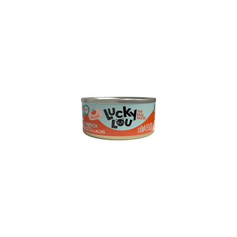 Lucky Lou Nassfutter Katze Extra Food Adult in Brühe Thunfisch und Lachs 36x70 g