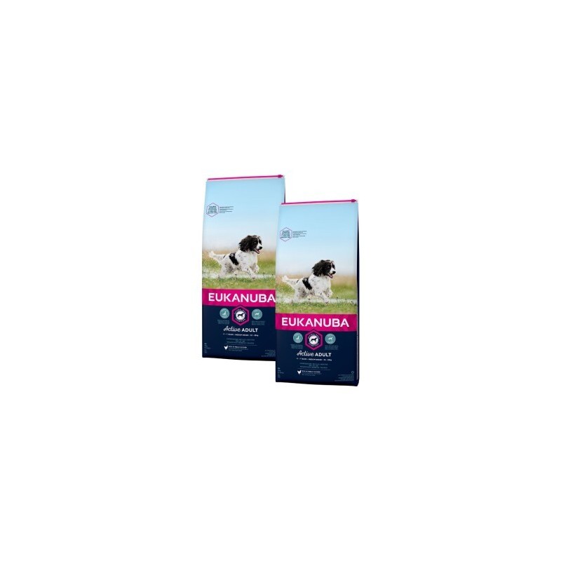 EUKANUBA Trockenfutter Hund Active Medium Breed Adult, mit Huhn 2x3 kg