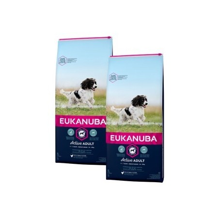 EUKANUBA Trockenfutter Hund Active Medium Breed Adult, mit Huhn 2x3 kg