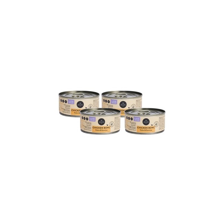 PUJA Premium Nassfutter Chicken Bowl für Katzen 4x100g