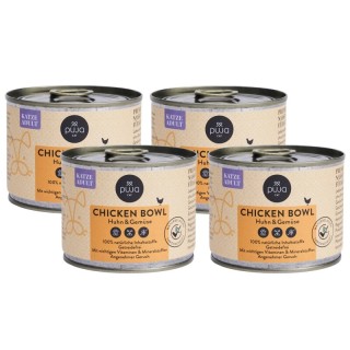 PUJA Premium Nassfutter Chicken Bowl für Katzen 4x200g