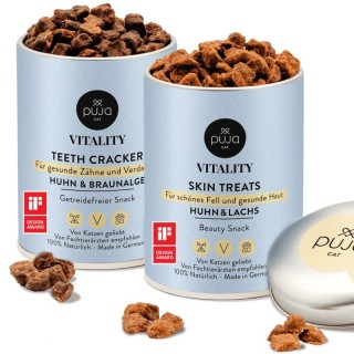 PUJA Doppelt Fit Snacks Vitality Teeth + Skin für Katzen 2x150g