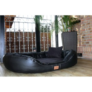 Tierlando Orthopädisches Hundebett LENNART VISCO PLUS Kunstleder und Velours schwarz 1,7 m, 35 cm, 1,1 m