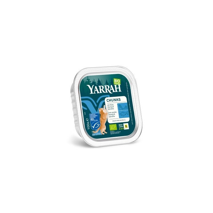 Yarrah Adult Bio Bröckchen in Soße 16x100 g Huhn und Fisch