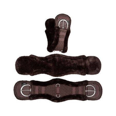 Equinate Westerngurt Classical anatomisch mit synthetischem Lammfell braun 90 cm