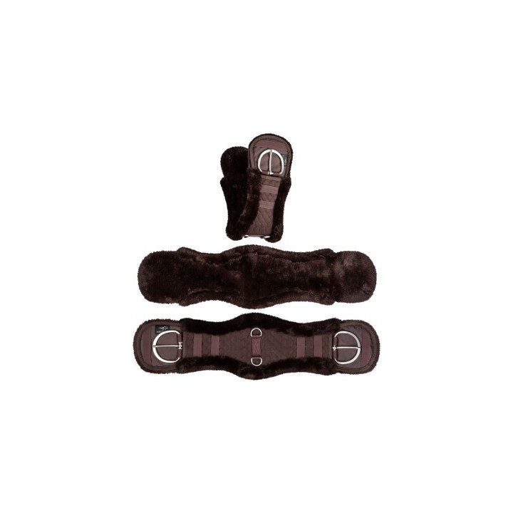 Equinate Westerngurt Classical anatomisch mit synthetischem Lammfell braun 90 cm