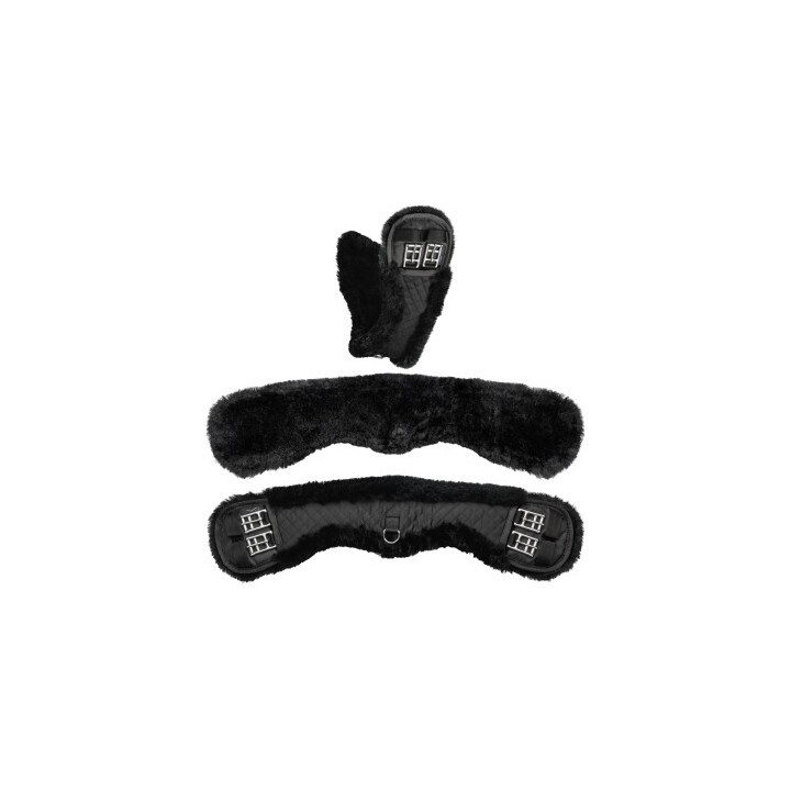 Equinate Mondgurt anatomisch Lammfell schwarz 60 cm