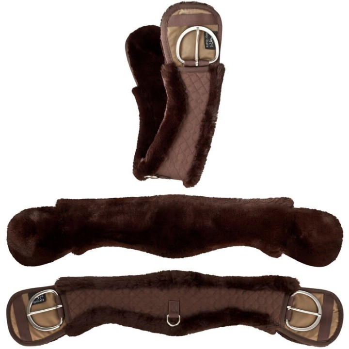 Equinate Western Mondgurt anatomisch mit synthetischem Lammfell braun 90 cm
