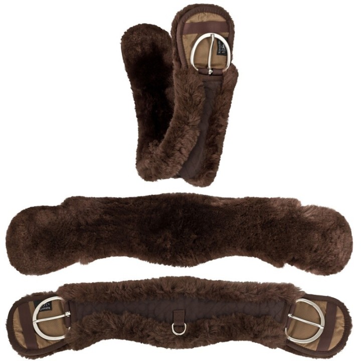 Equinate Western Mondgurt anatomisch Lammfell braun 80 cm
