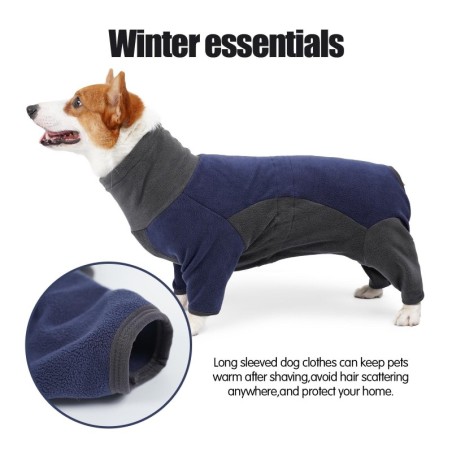 Hunde-Fleecejacke, warmer Wintermantel, Rollkragenpullover für kleine Hunde Large dunkelblaue