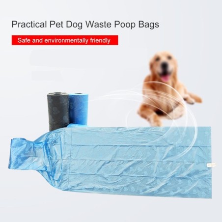 15 Stück Hundekotbeutel mit aufgedrucktem Fußabdruck-Musterdesign zur Reinigung von Müllbeuteln schwarz