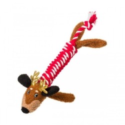 House Of Paws Dackel durch den Schnee Weihnachtsseil-Hundespielzeug One Size rot/braun