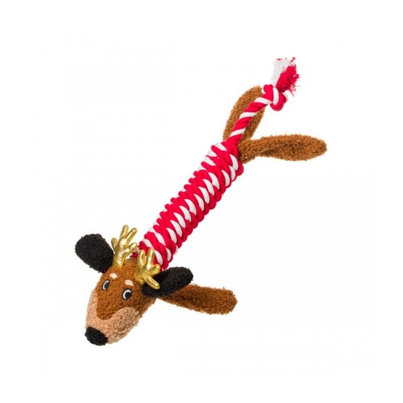 House Of Paws Dackel durch den Schnee Weihnachtsseil-Hundespielzeug One Size rot/braun