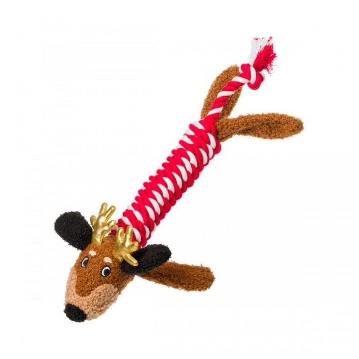 House Of Paws Dackel durch den Schnee Weihnachtsseil-Hundespielzeug One Size rot/braun