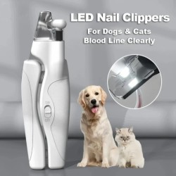 Haustier-Nagelknipser mit LED-Licht für Hunde und Katzen, wiederaufladbar, einfacher und sicherer Haustier-Nagelschneider, He