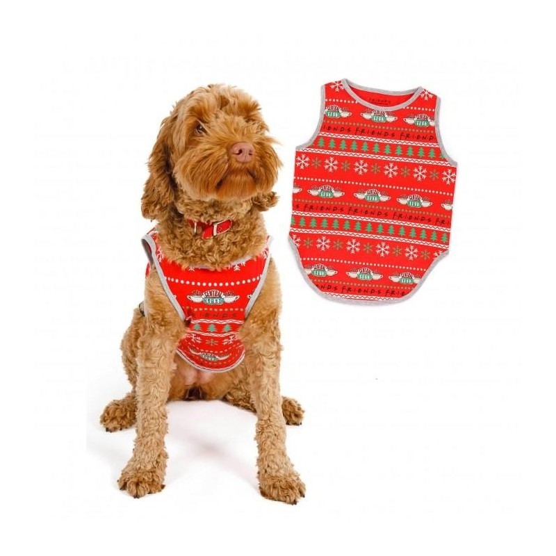 Friends Weihnachts-Hunde-Top L rot