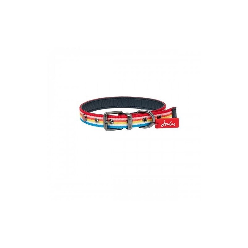 Joules Regenbogen-gestreiftes Hundehalsband M schwarz