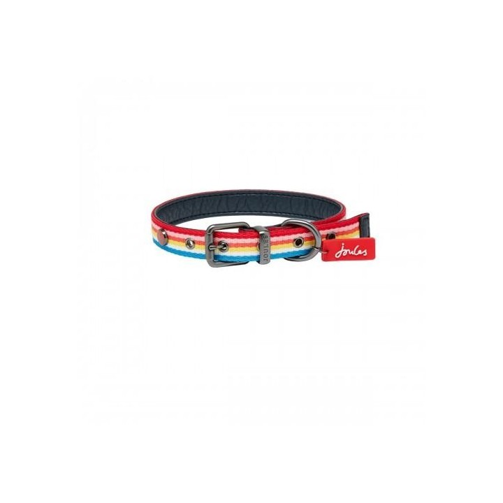 Joules Regenbogen-gestreiftes Hundehalsband M schwarz