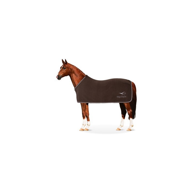 Equinate Abschwitzdecke Springdale aus Polar Fleece mit Widerristpolster und Zierkordeln braun 1,35 m
