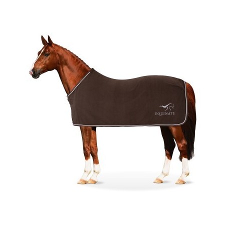 Equinate Abschwitzdecke Springdale aus Polar Fleece mit Widerristpolster und Zierkordeln braun 1,35 m
